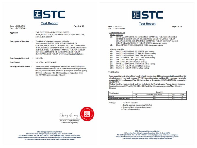 Certification REACH